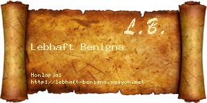 Lebhaft Benigna névjegykártya